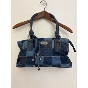 Donna Sharp Patchwork Denim Handbag Quilted Blue Small Purse Y2K Boho